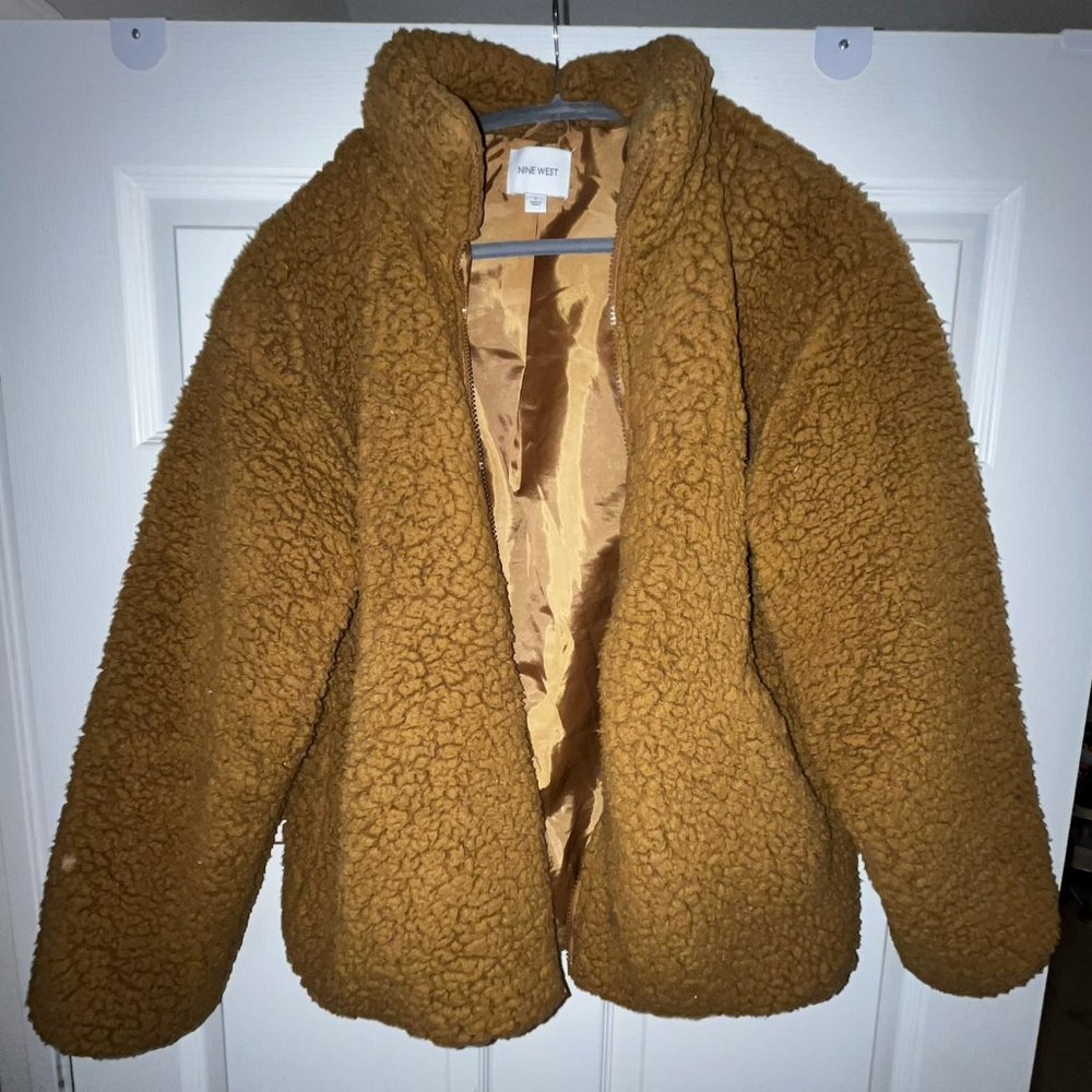 Nine West Women's Brown Teddy Bomber Jacket